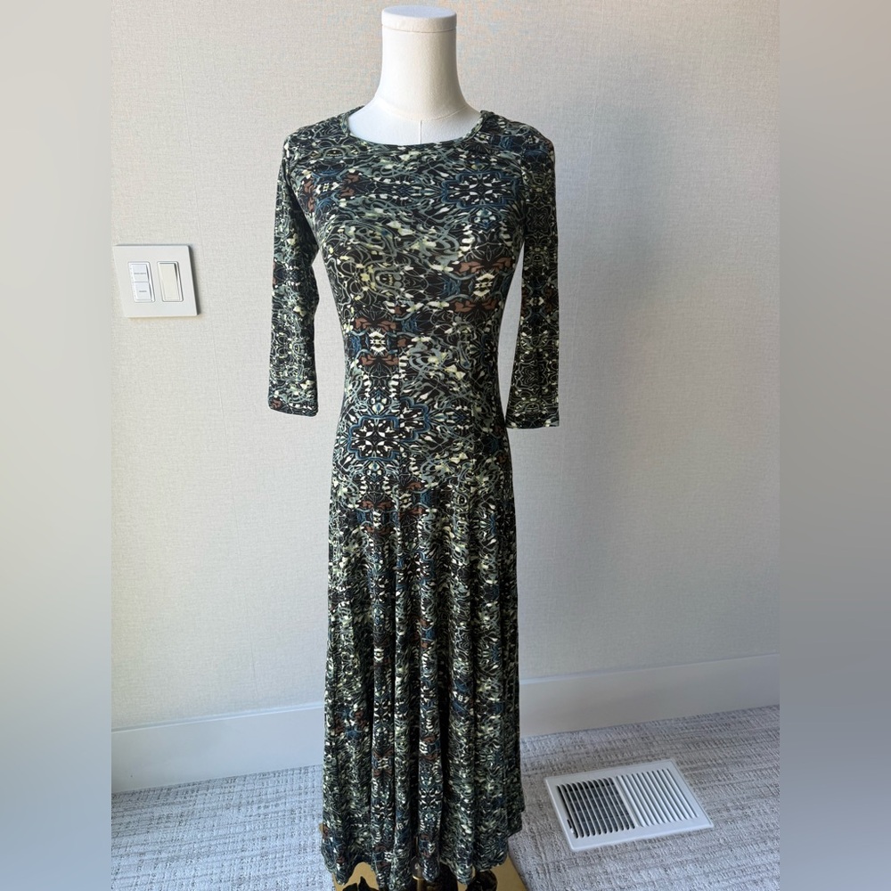 EARTHBOUND Olive Green Patterned Maxi Dress